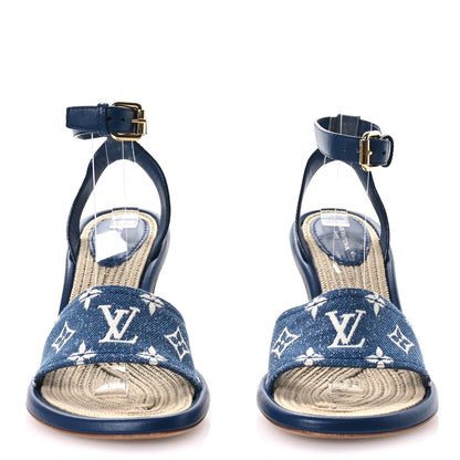 Louis Vuitton Monogram Denim Maia Wedge Sandal 37.5 3 of 8