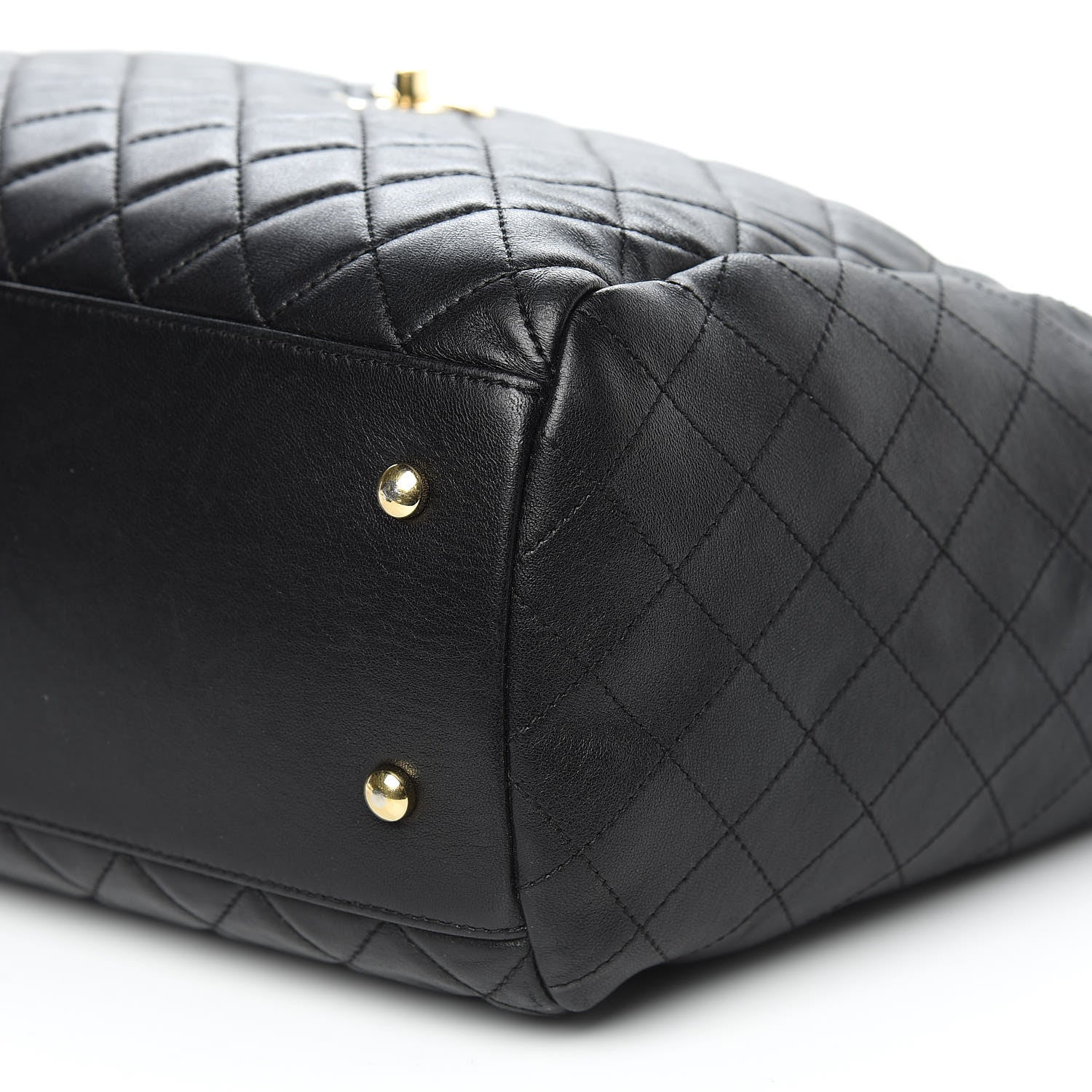 Chanel Lambskin Quilted Large Drawstring Bag Black 9 of 13