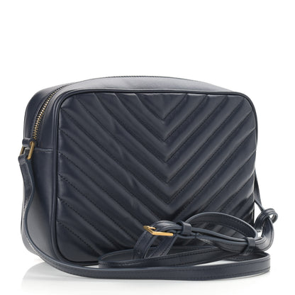 Saint Laurent Calfskin Matelasse Monogram Lou Camera Bag Deep Marine 3 of 9