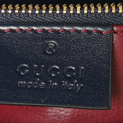 Gucci Vintage Rice Canvas Plutone Calfskin Horsebit 1955 Shoulder Bag Beige Blue 6 of 10