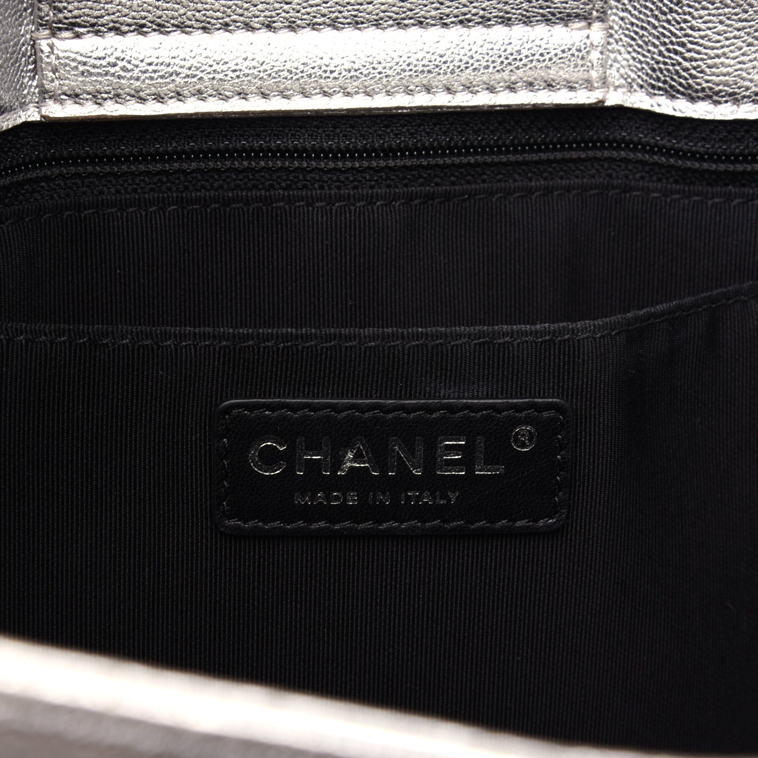 Chanel Metallic Goatskin Calfskin Bi-Color Large Boy Tote Black Silver 8 of 16