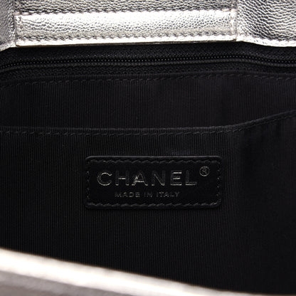 Chanel Metallic Goatskin Calfskin Bi-Color Large Boy Tote Black Silver 8 of 16