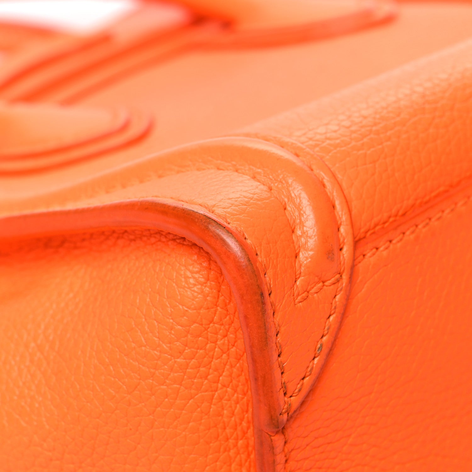 Celine Drummed Calfskin Nano Luggage Bright Orange 10 of 14