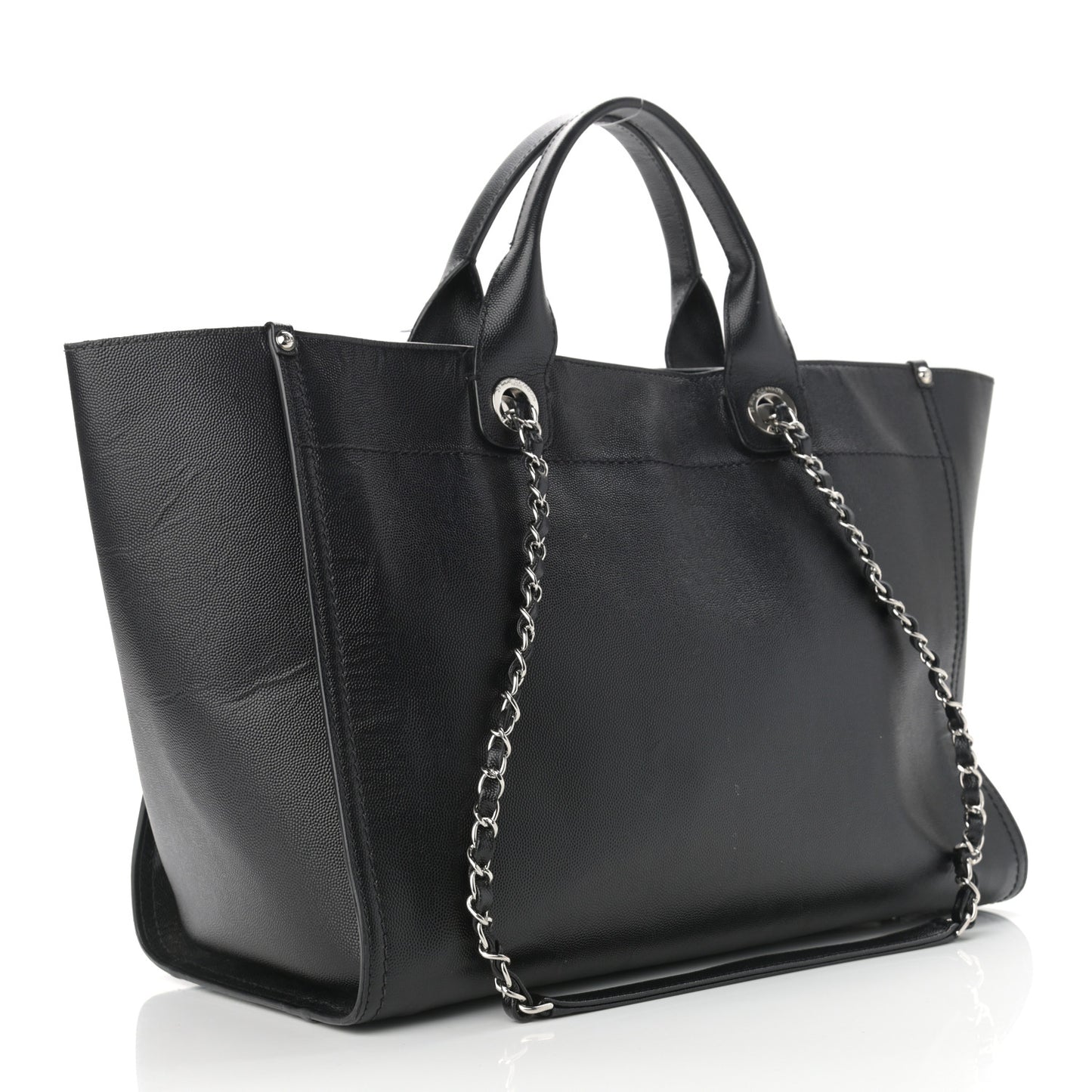 Caviar Medium Studded Deauville Tote Black