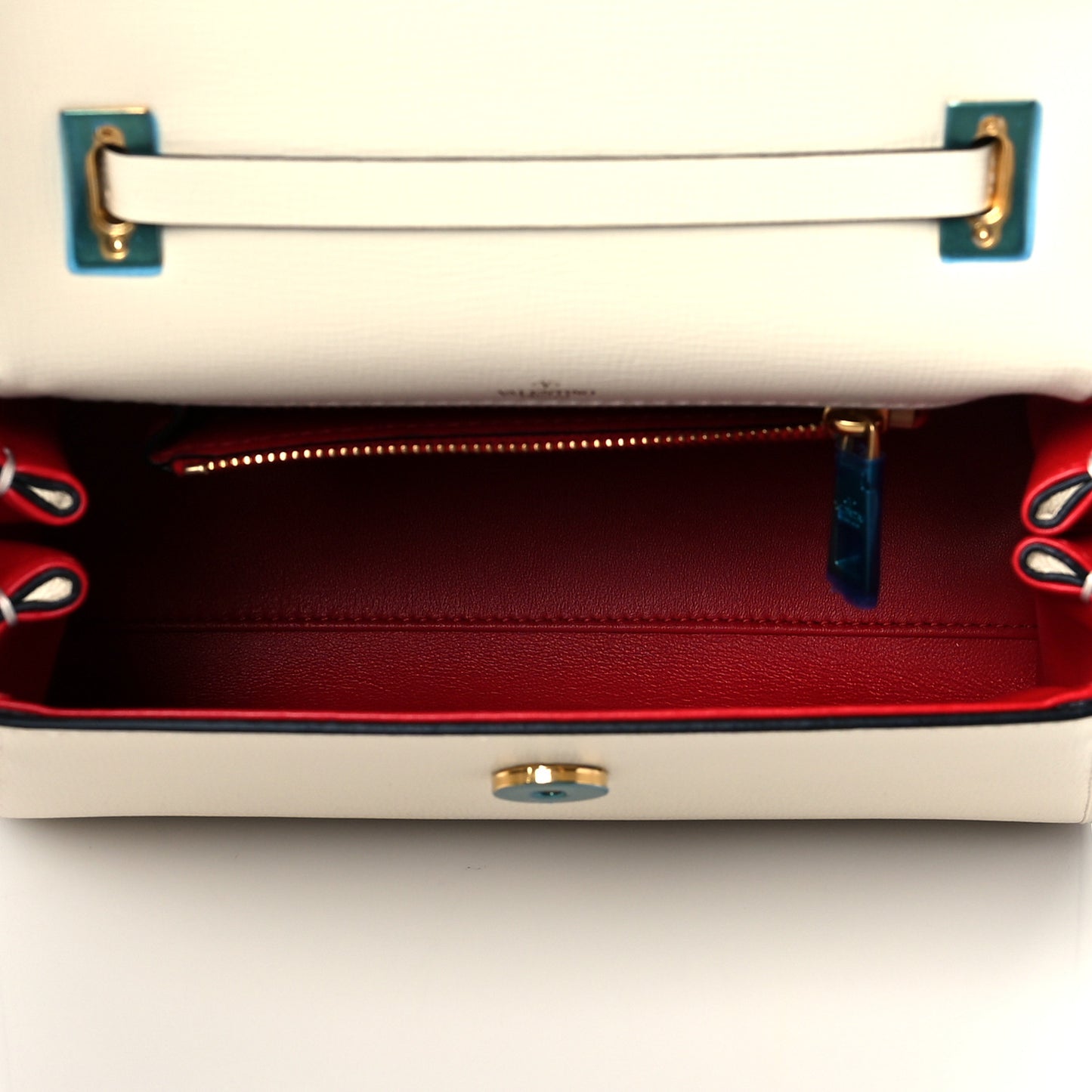 Grainy Calfskin Small Rockstud Alcove Top-Handle Bag Light Ivory