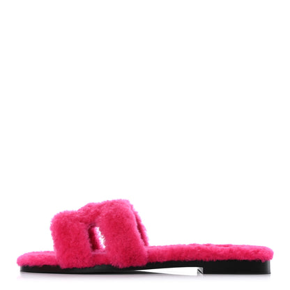 Hermes Woolskin Oran Sandals 36 Rose Fuchsia 1 of 7