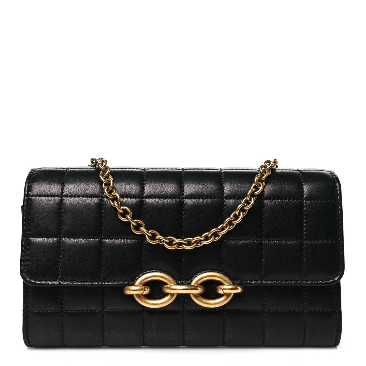Lambskin Carre Quilted Le Maillon Wallet On Chain Black