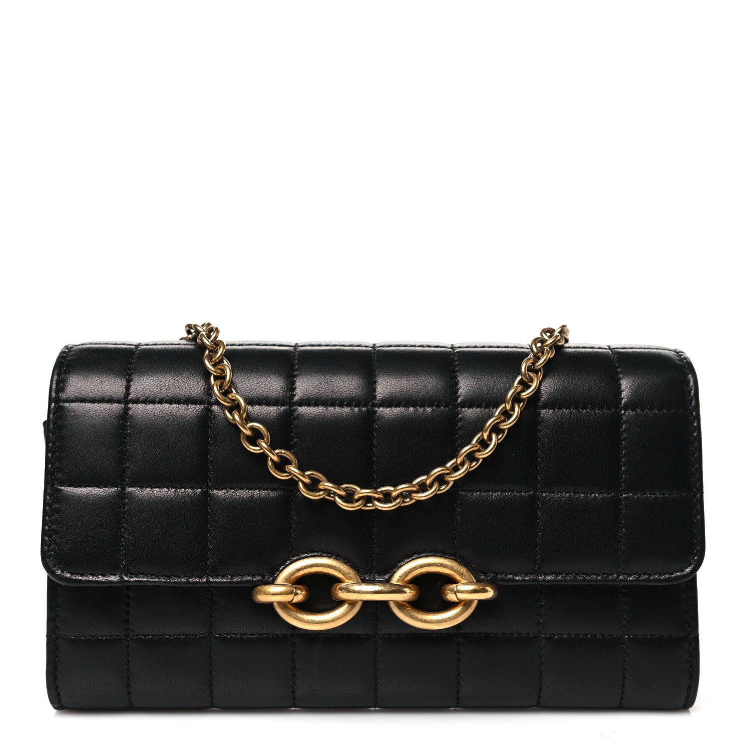 Saint Laurent Lambskin Carre Quilted Le Maillon Wallet On Chain Black 1 of 10