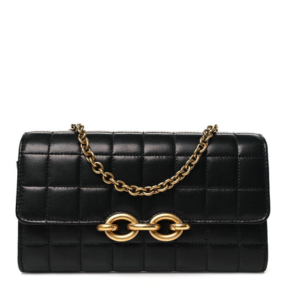 Saint Laurent Lambskin Carre Quilted Le Maillon Wallet On Chain Black 1 of 10