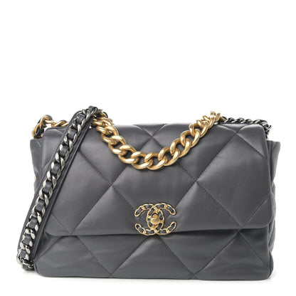 Chanel Lambskin Quilted Large Chanel 19 Flap Dark Grey 1 of 8