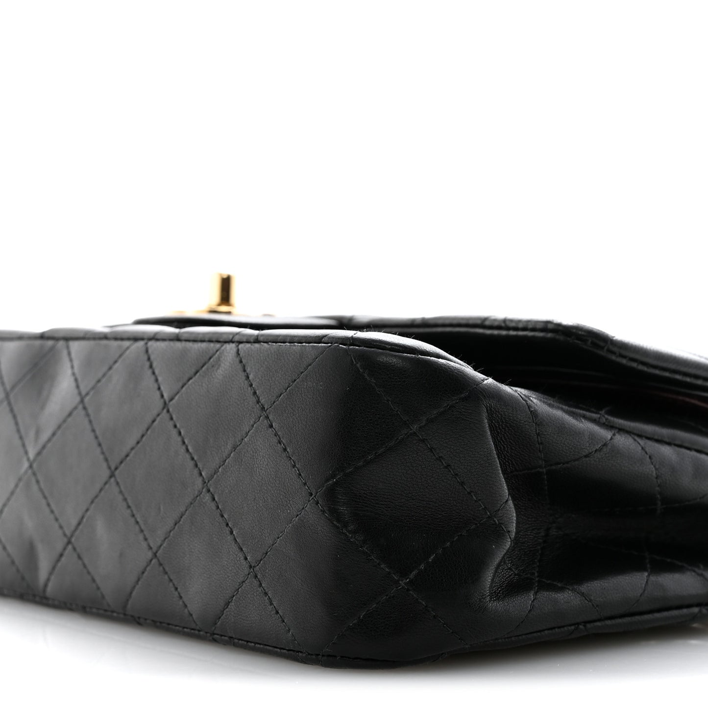 Lambskin Quilted Medium Double Flap Black