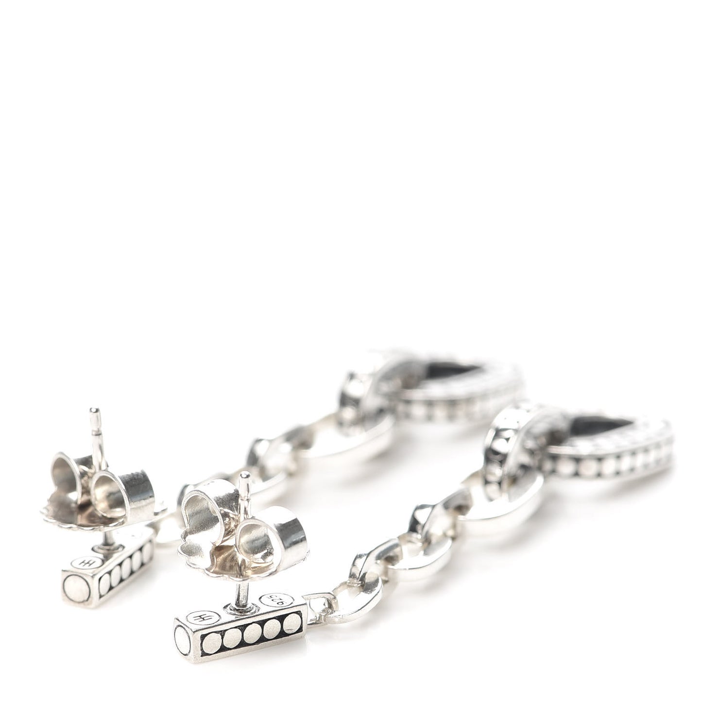 Sterling Silver Dot Graduated Link Drop Earrings