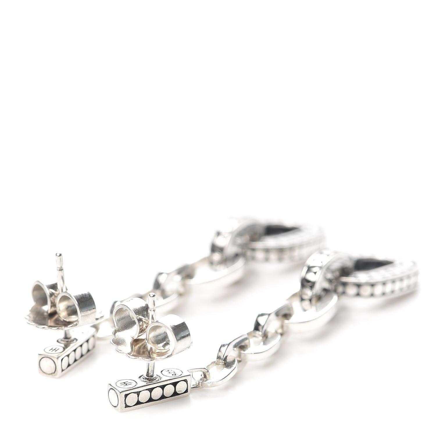 John Hardy Sterling Silver Dot Graduated Link Drop Earrings 3 of 4