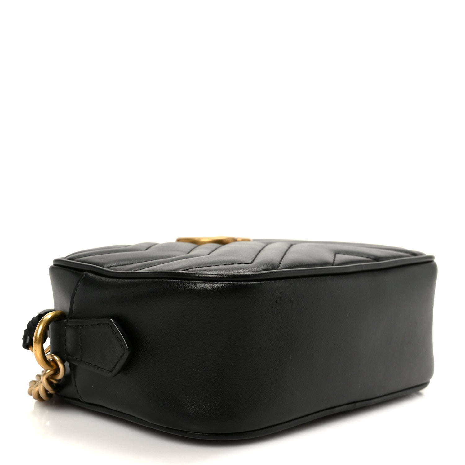 Gucci Calfskin Matelasse Mini GG Marmont Chain Shoulder Bag Black 4 of 11