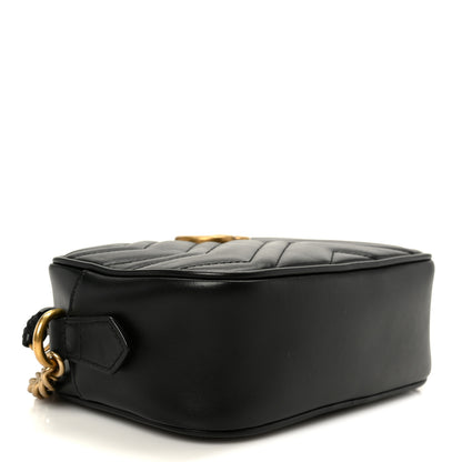 Gucci Calfskin Matelasse Mini GG Marmont Chain Shoulder Bag Black 4 of 11
