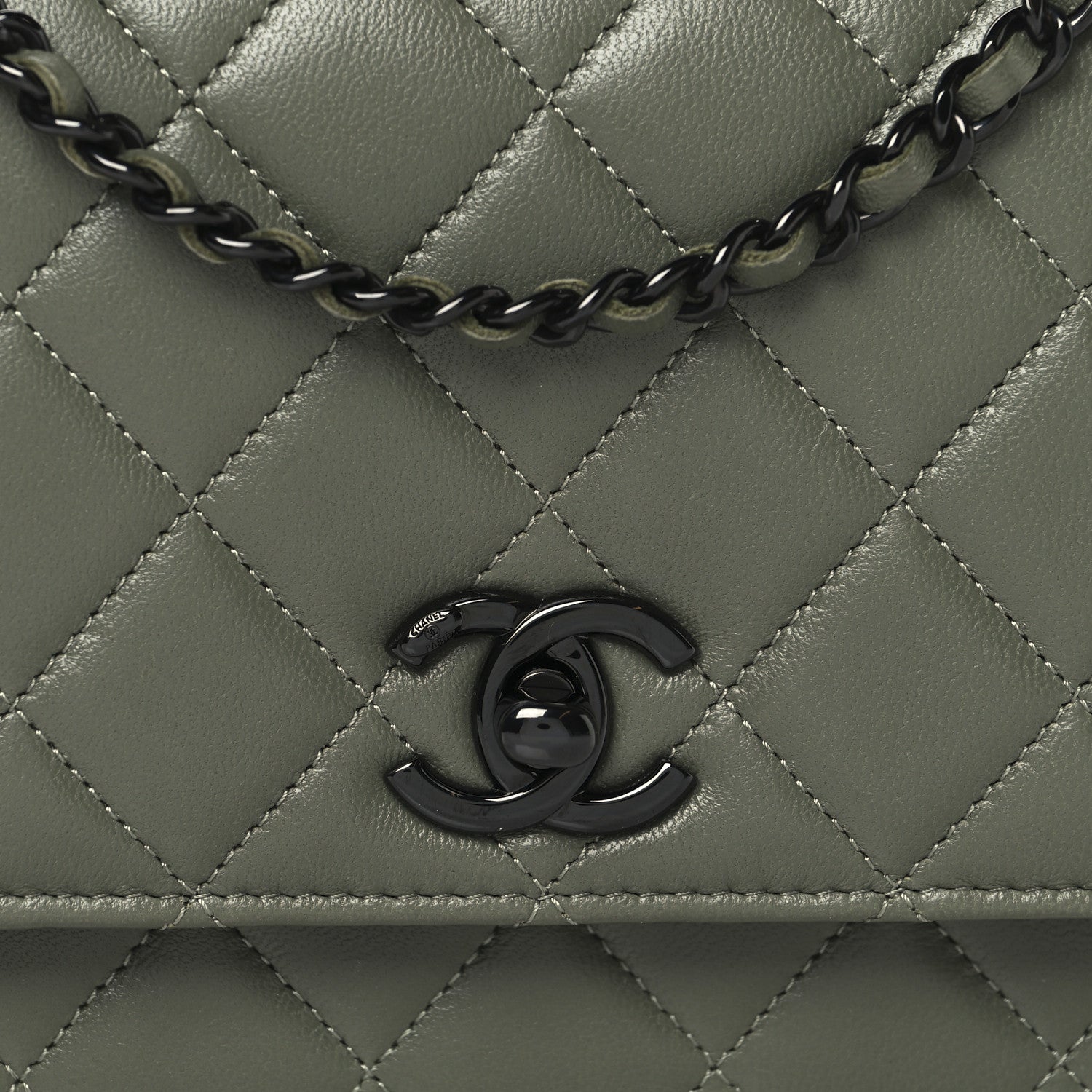 Chanel Lambskin Quilted Trendy CC Wallet On Chain WOC Green 9 of 12