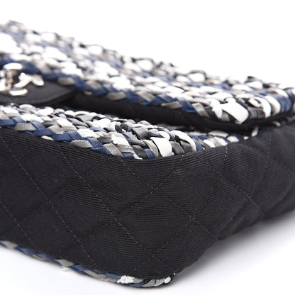 Chanel Lambskin Calfskin Woven Leather Craft Flap Navy White Black 8 of 8