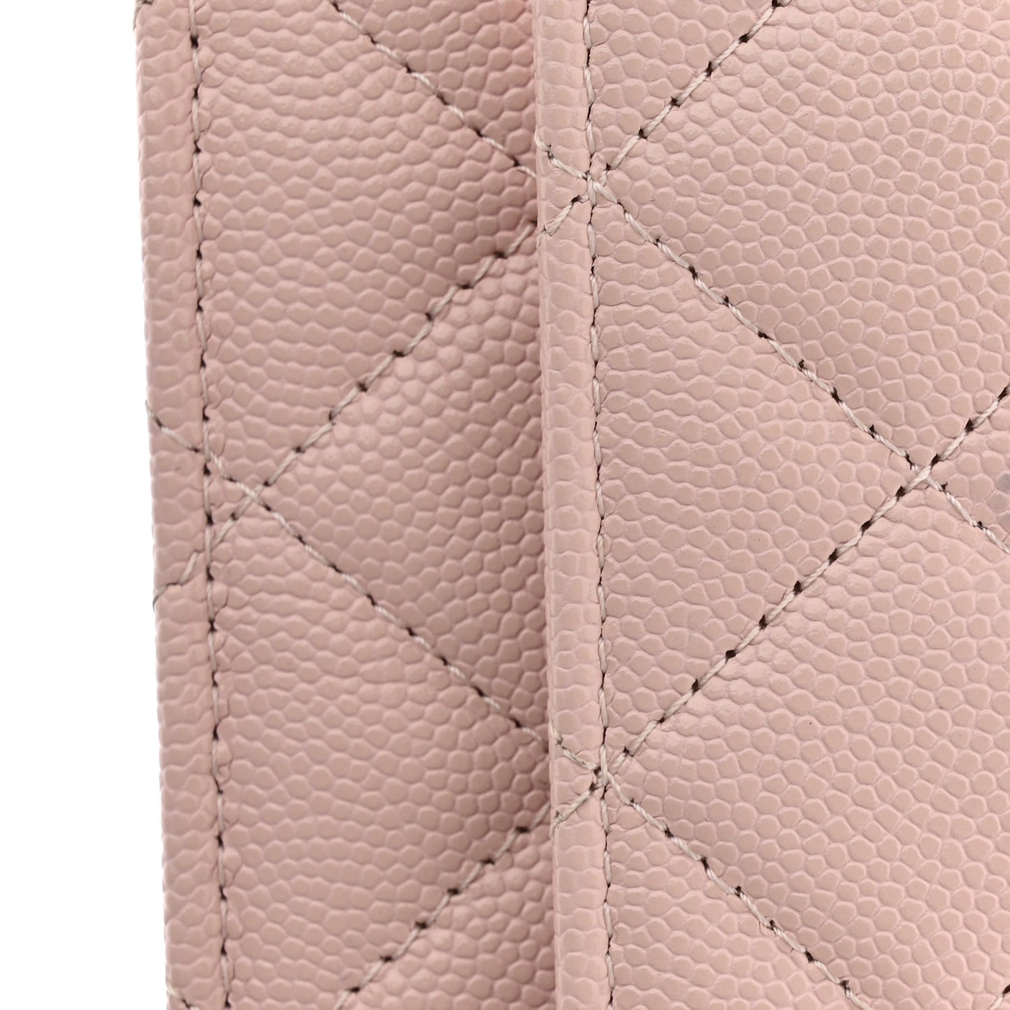 Caviar Quilted Crystal Enamel CC Wallet On Chain WOC Light Pink