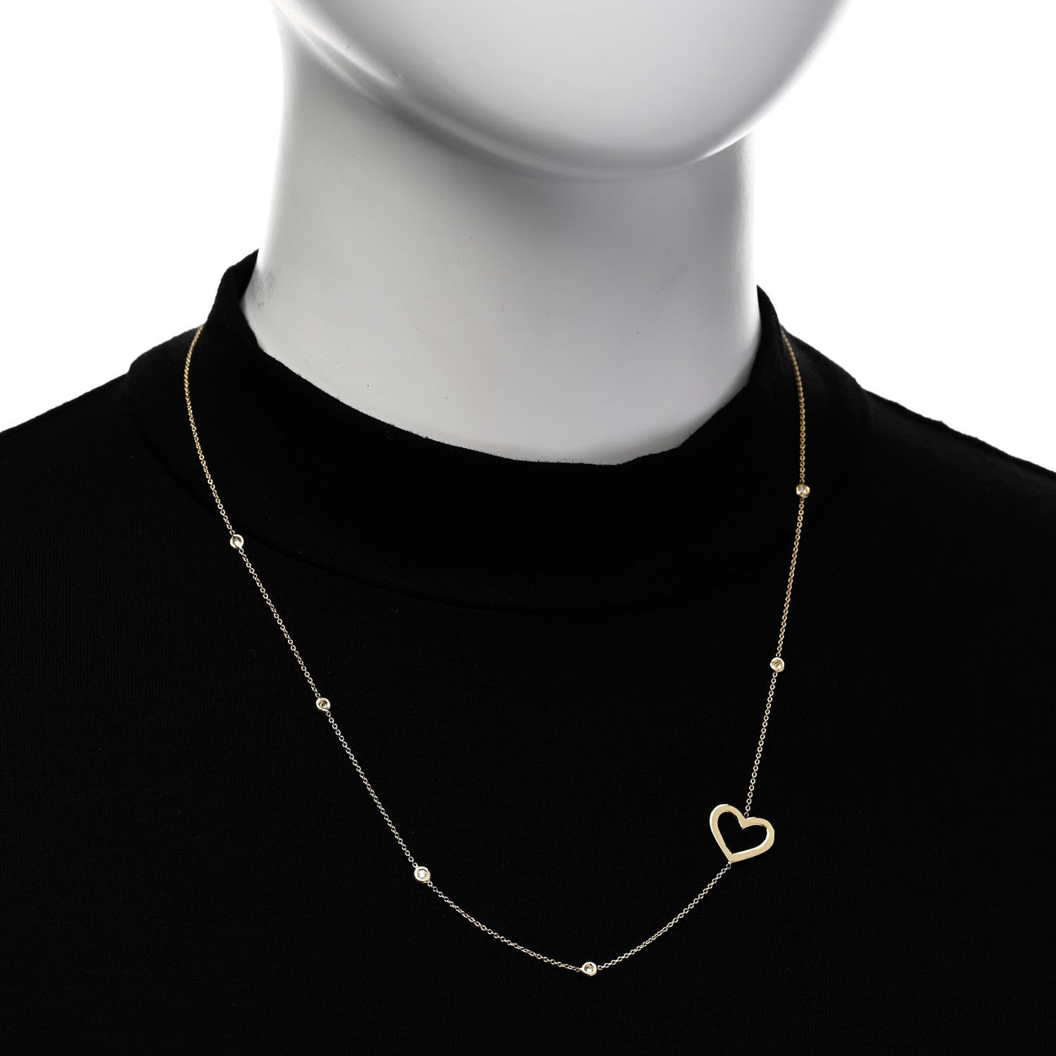 Roberto Coin 18K Yellow Gold Diamond Heart Station Necklace 2 of 5