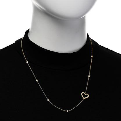 Roberto Coin 18K Yellow Gold Diamond Heart Station Necklace 2 of 5