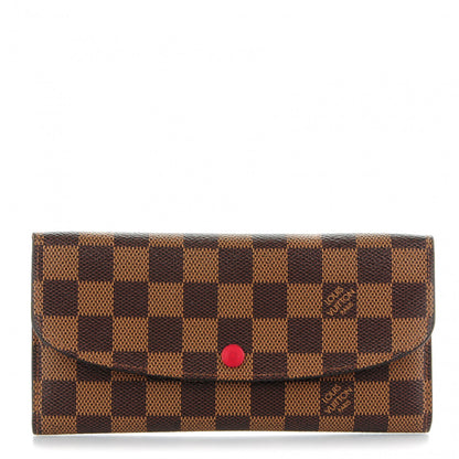 Louis Vuitton Damier Ebene Emilie Wallet Red 1 of 7