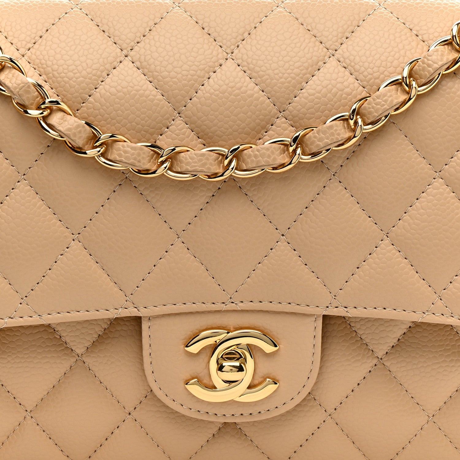 Chanel Caviar Quilted Medium Double Flap Beige 8 of 11
