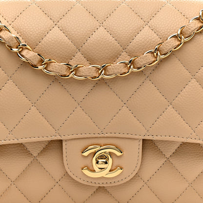 Chanel Caviar Quilted Medium Double Flap Beige 8 of 11