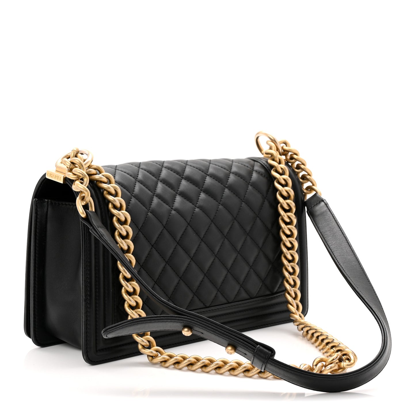 Lambskin Quilted Medium Boy Flap Black