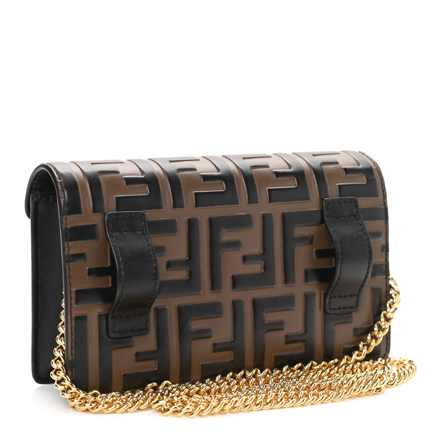 Fendi Vitello Liberty F is Fendi Bi-Color FF 1974 Embossed Envelope Belt Bag Maya Black 2 of 9