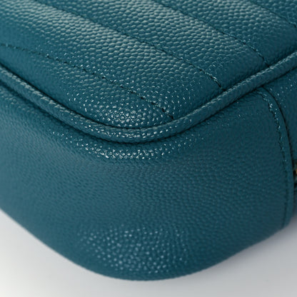 Saint Laurent Grain De Poudre Matelasse Monogram Mini Lou Camera Bag Blue Vert 9 of 12