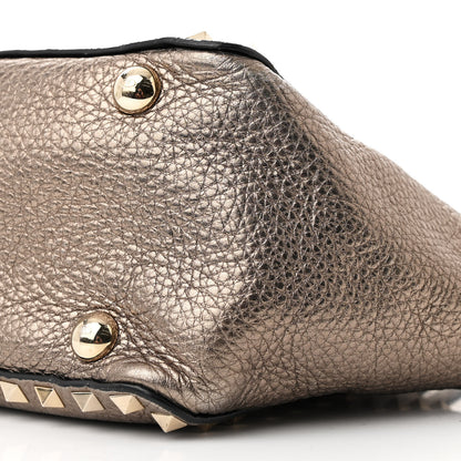 Valentino Garavani Metallic Alce Printed Calfskin Small Rockstud Tote Sasso 9 of 9