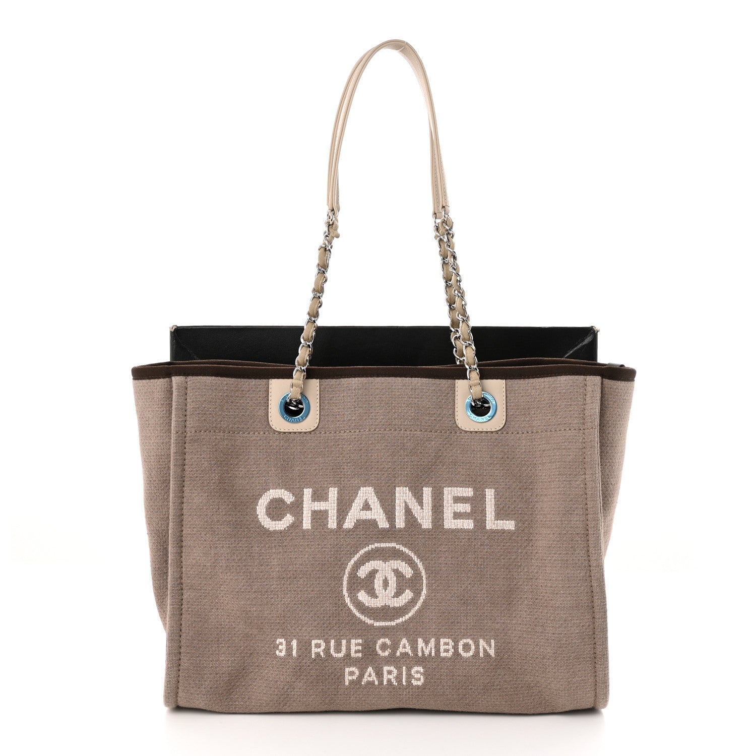 Chanel Canvas Small Deauville Tote Beige Brown 12 of 12