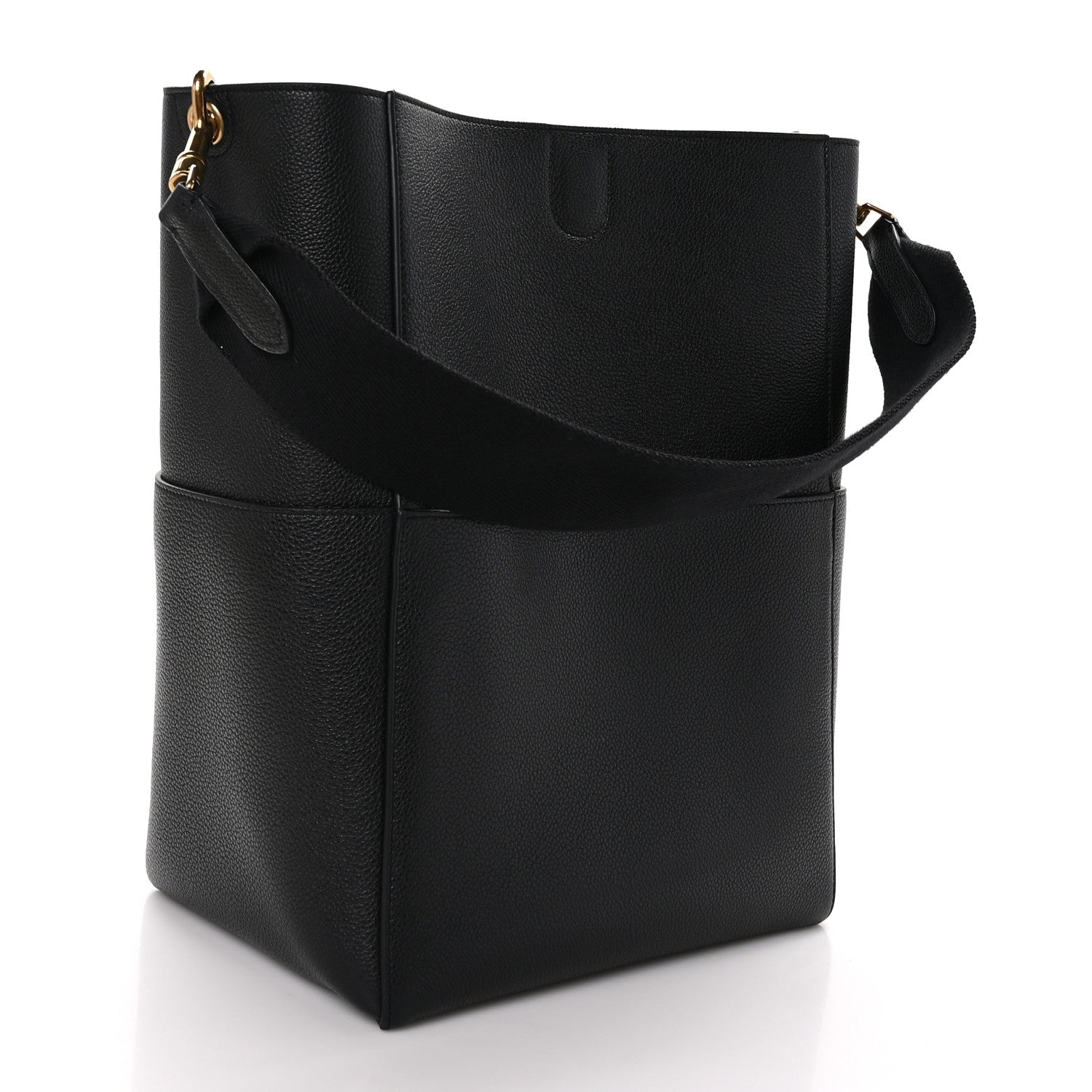 Celine Soft Grained Calfskin Sangle Bucket Bag Black 3 of 12