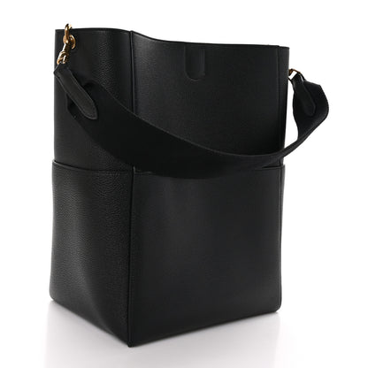 Celine Soft Grained Calfskin Sangle Bucket Bag Black 3 of 12