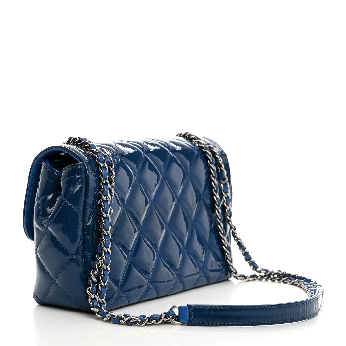Patent Quilted Small Coco Shine Flap Blue