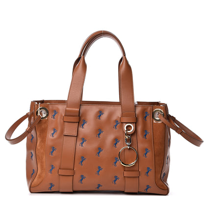 Chloe Smooth Calfskin Little Horses Embroidered Tao Zipped Tote Caramel 1 of 10