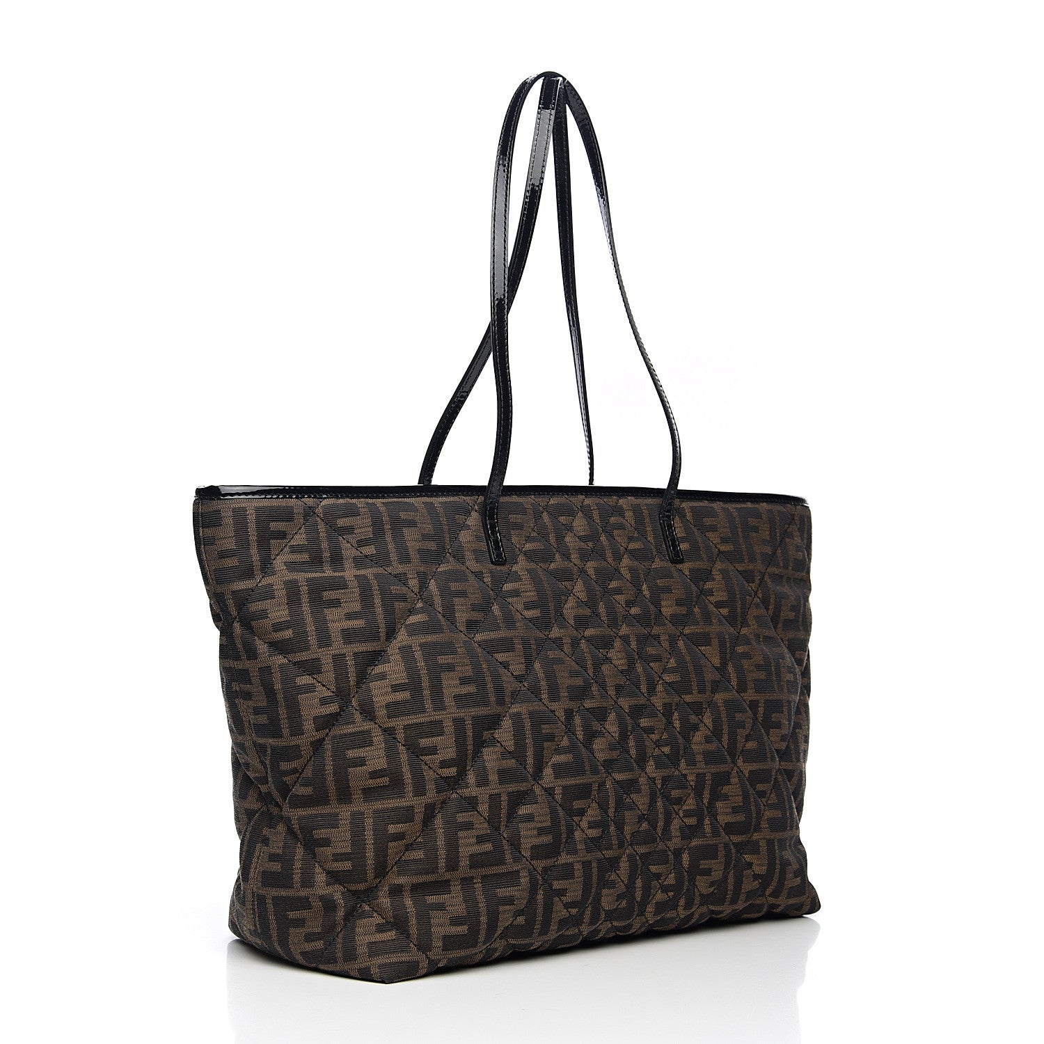 Fendi Zucca Quilted Medium Roll Tote Tobacco Black 2 of 9