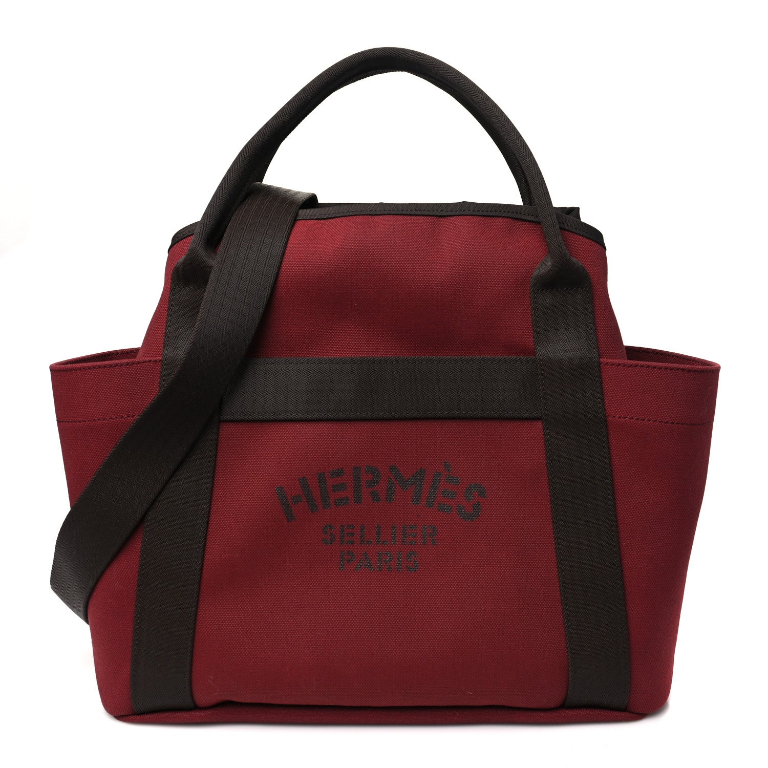 Hermes Canvas The Grooming Bag Rouge H Chocolat 1 of 12