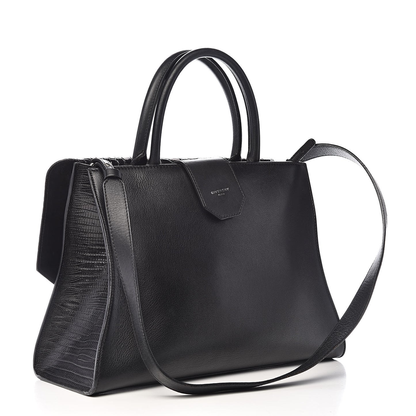 Calfskin Crocodile Embossed Small Obsedia Satchel Black