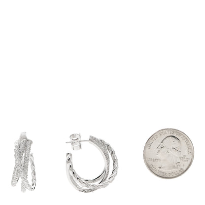 David Yurman 18K White Gold Diamond Paveflex Shrimp Earrings 2 of 4