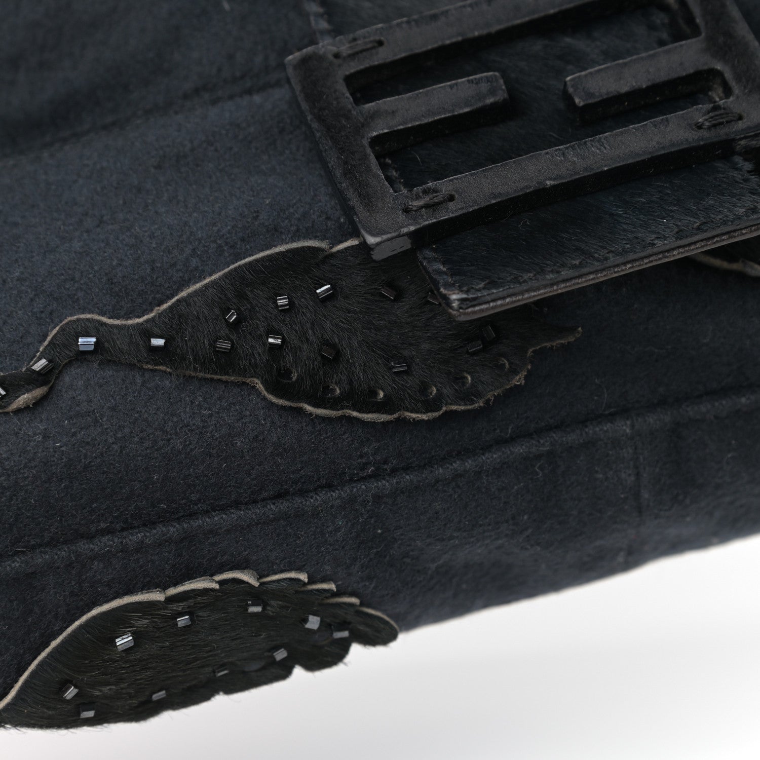 Fendi Wool Beaded Baguette Black 13 of 14