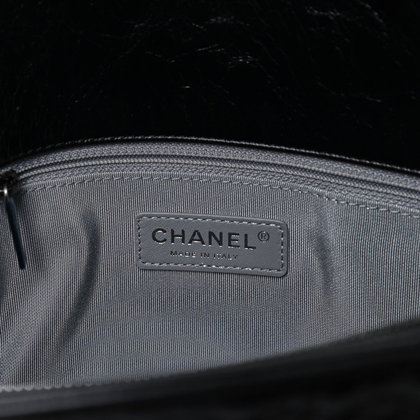 Glazed Calfskin Quilted Korean Garden Tote Black
