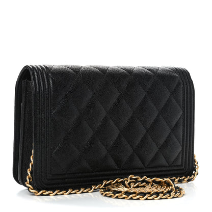 Chanel Caviar Quilted Boy Wallet On Chain WOC Black 2 of 5