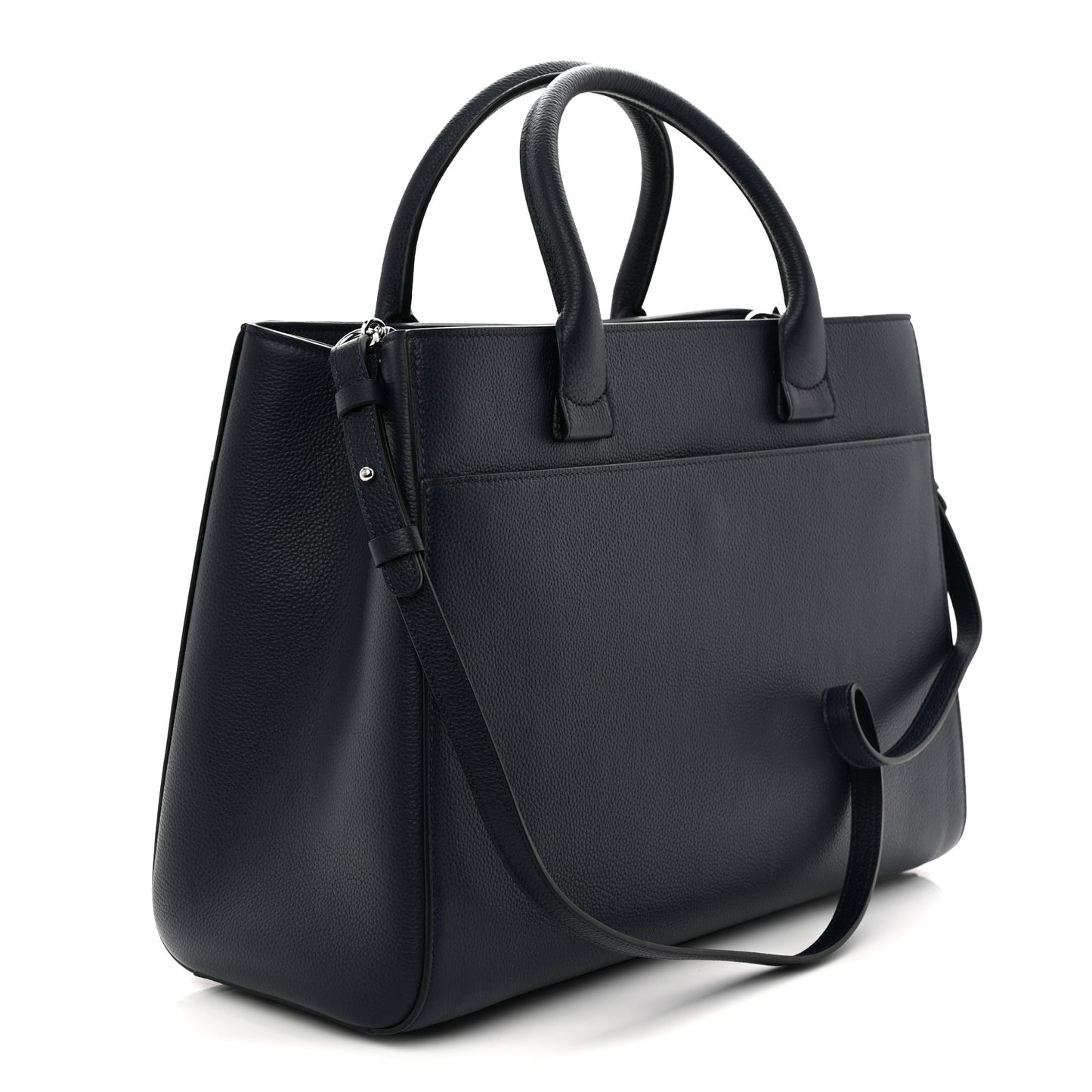 Grained Calfskin Medium Neo Executive Shopper Tote Dark Blue