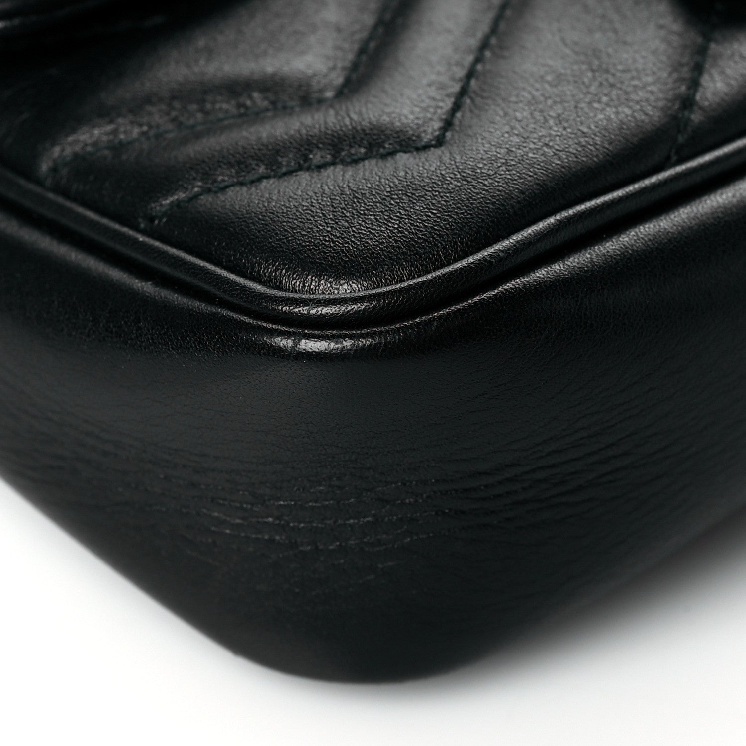 Gucci Calfskin Matelasse Super Mini GG Marmont Shoulder Bag Black 9 of 11