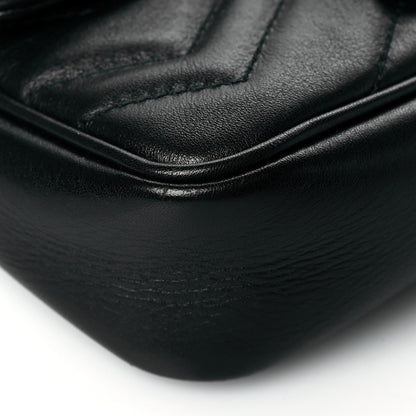 Gucci Calfskin Matelasse Super Mini GG Marmont Shoulder Bag Black 9 of 11
