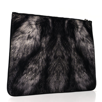 Alexander McQueen Silk Fur Print Zip Pouch Black Grey 3 of 8
