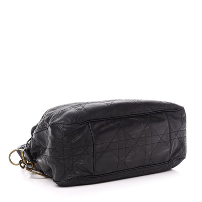Christian Dior Lambskin Cannage Drawstring Bag Black 4 of 17