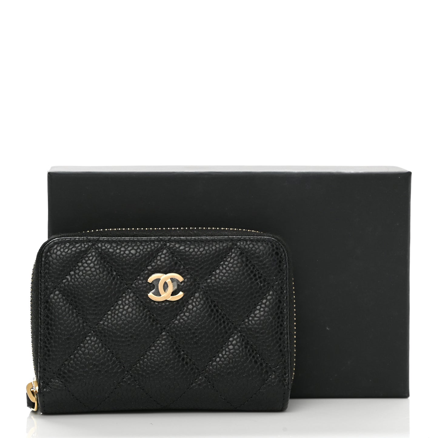 Caviar Quilted Zip Coin Purse Black