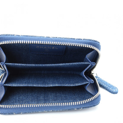 Chanel Denim Quilted Zip Coin Purse Blue 5 of 8